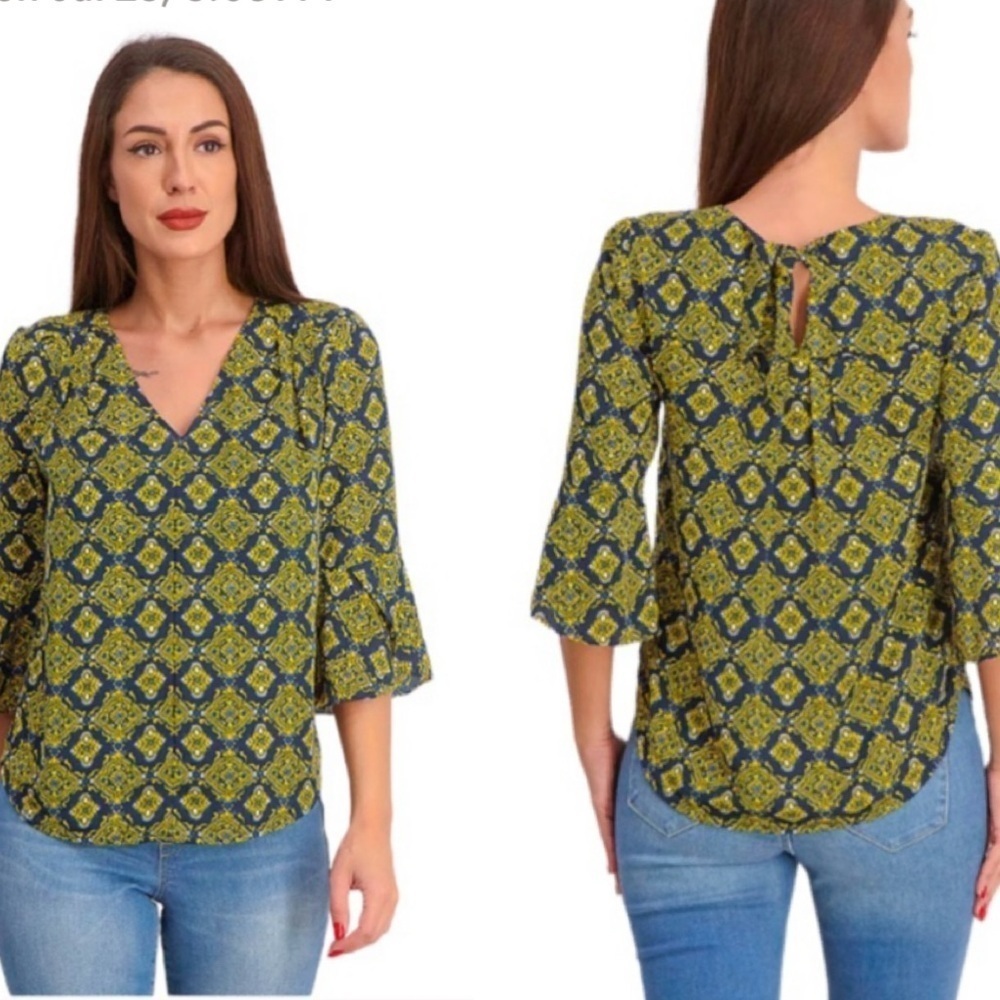 41 Hawthorn Green Blue Patterned Top XL